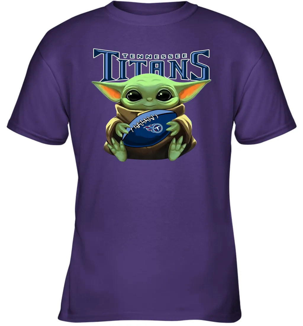 Baby Yoda Loves The Tennessee Titans Star Wars Baby Yoda Hugs Titans NFL Youth T-Shirt