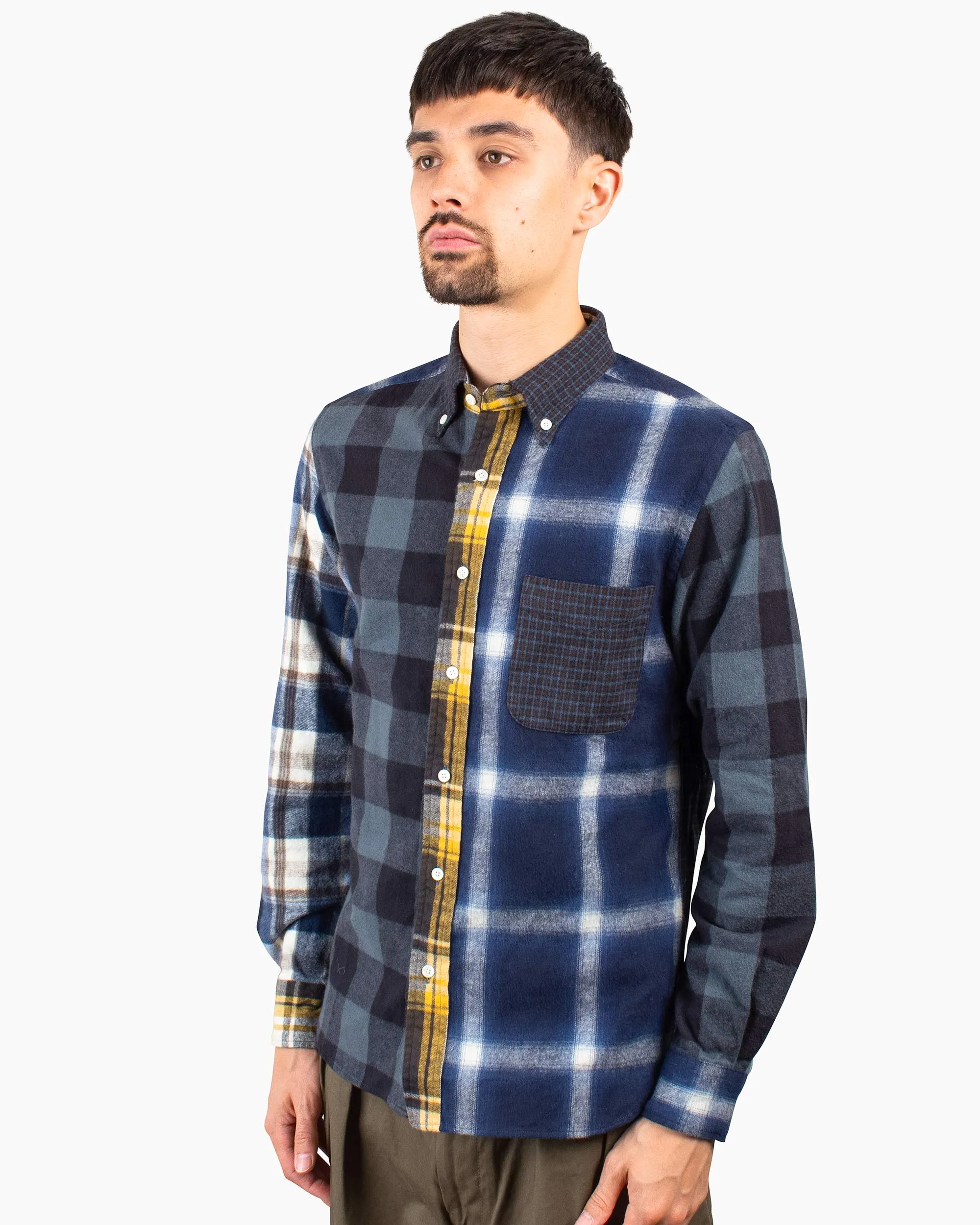 Beams Plus B.D. Flannel Check Panel Navy