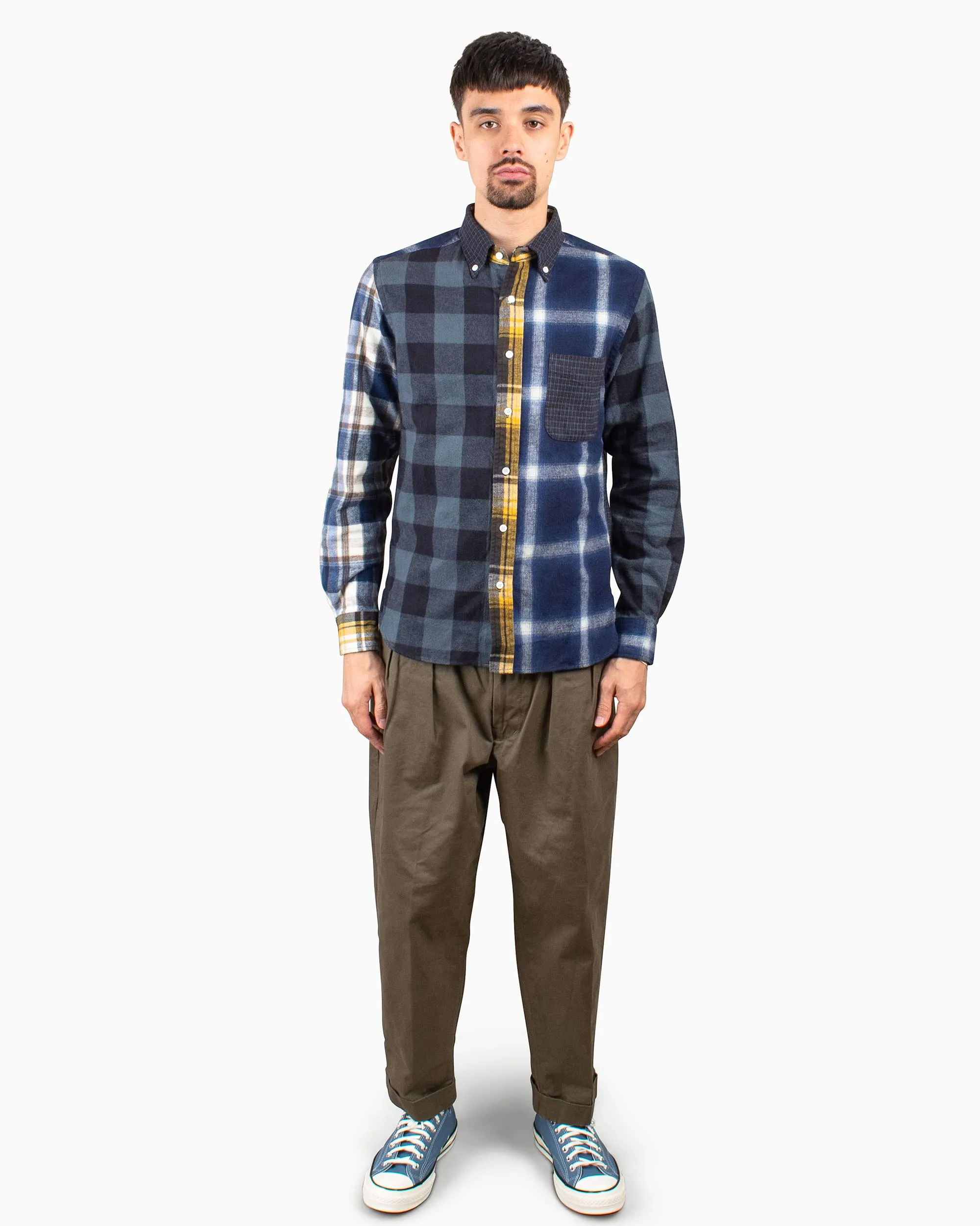 Beams Plus B.D. Flannel Check Panel Navy