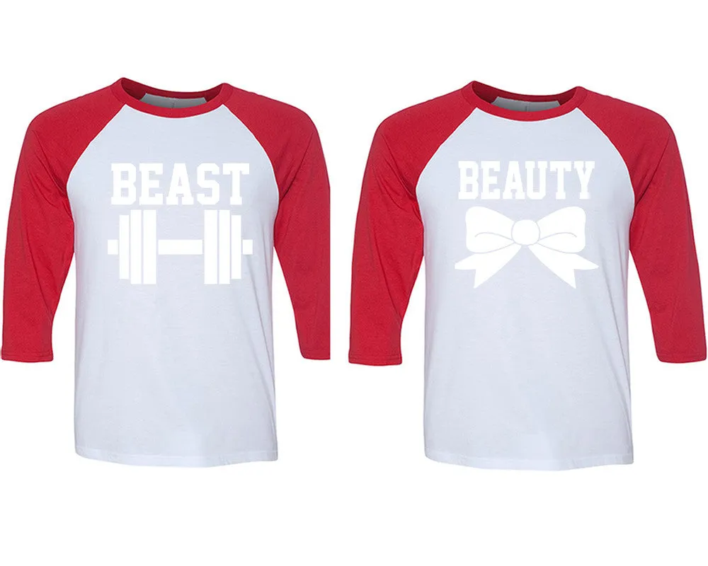 Beast Beauty Couple Baseball T Shirts, Matching Couple Baseball Shirts.