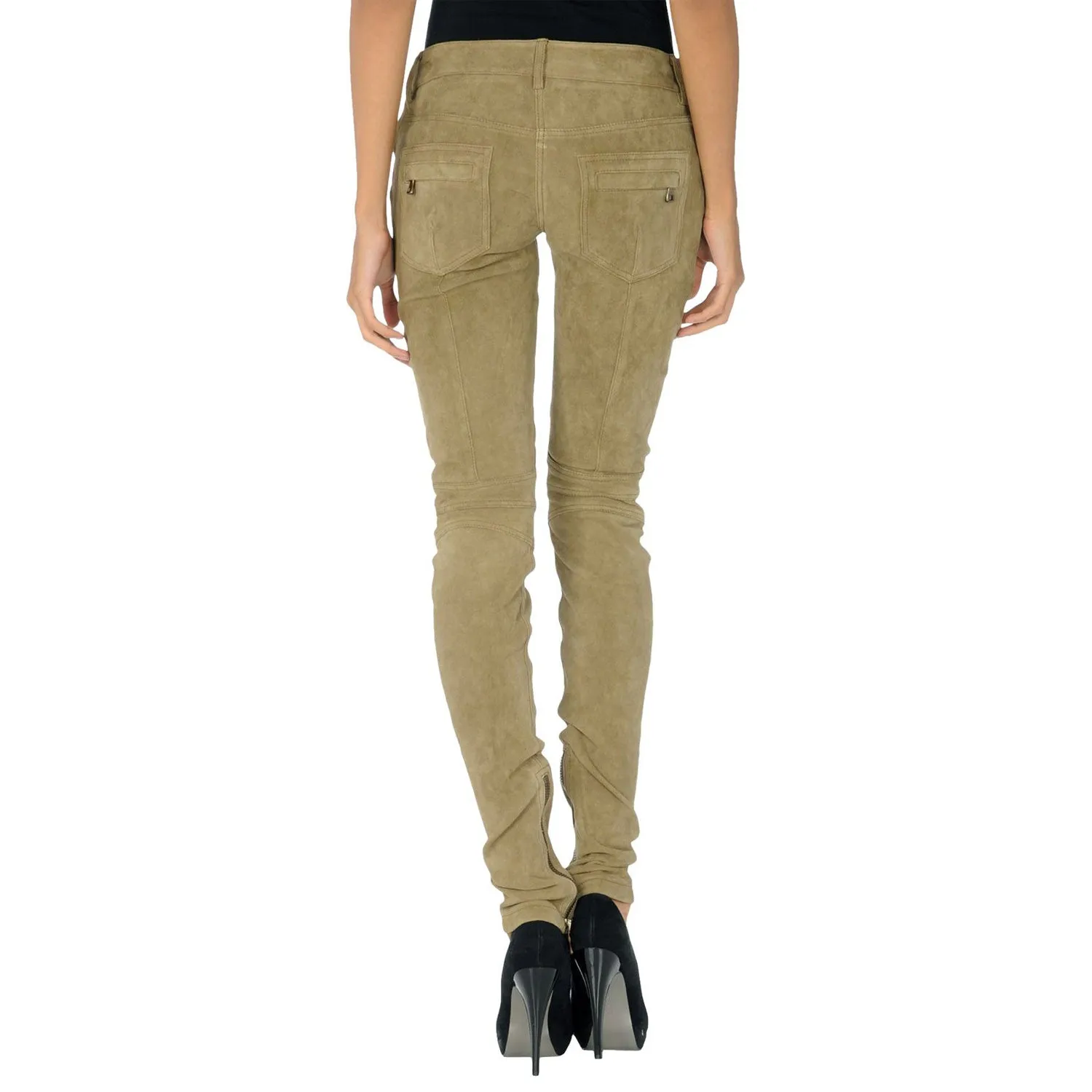 Beige Suede leather pants