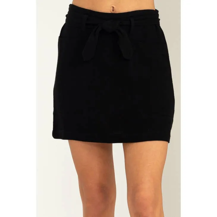 Better Days Tie-Belt Mini Skirt