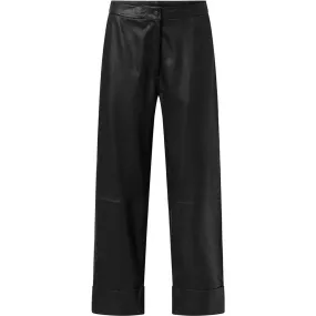 Betzy fold-up leather trousers / 51038 - Black (Nero)