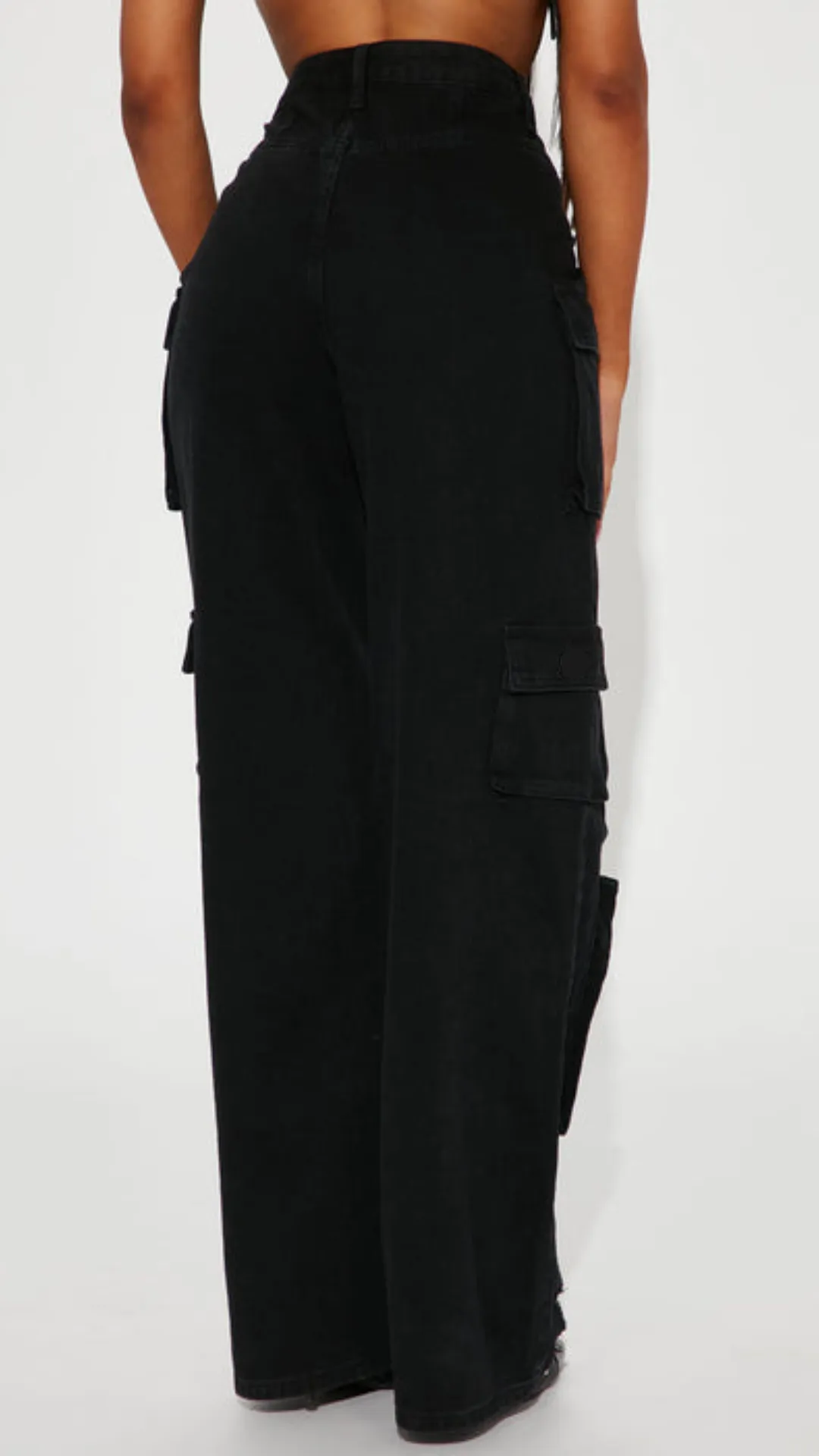 Black Distress Cargo Pants