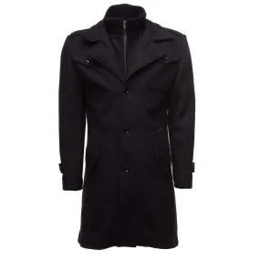 Black Wool 3/4 length trench coat