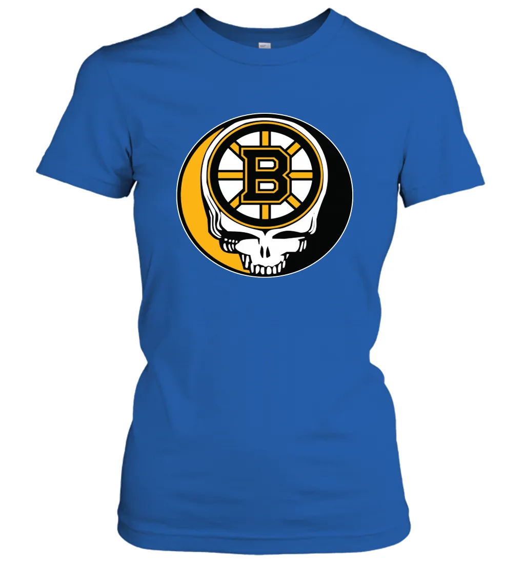 Boston Bruins Grateful Dead Steal Your Face Hockey NHL Womens T-Shirt