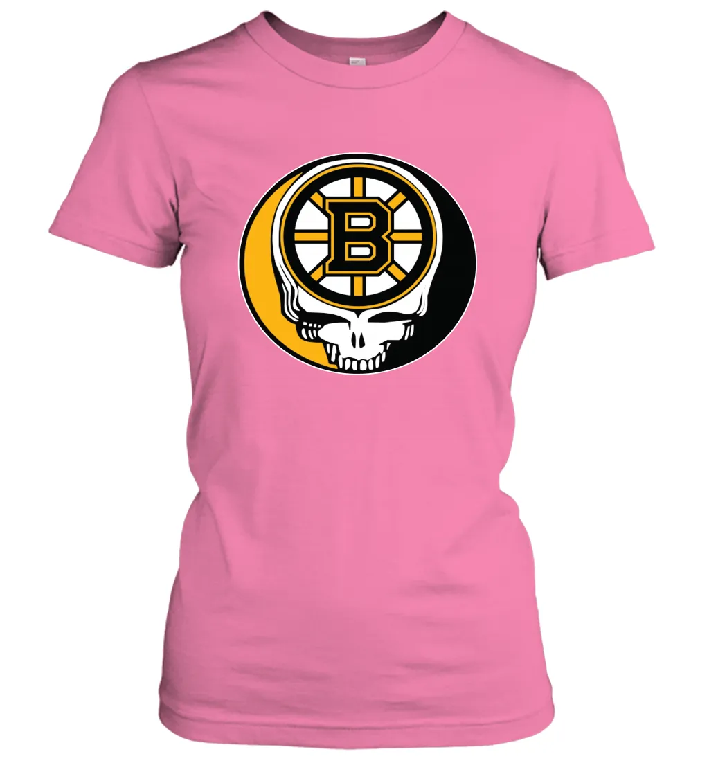 Boston Bruins Grateful Dead Steal Your Face Hockey NHL Womens T-Shirt