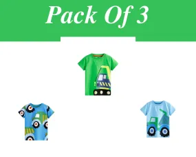 Boys Cotton T-shirts Summer Tees & Tops for Baby Boys Carss Pattern | Toddler Boy Shirt kid Clothing Gift for Boys Pack of 3