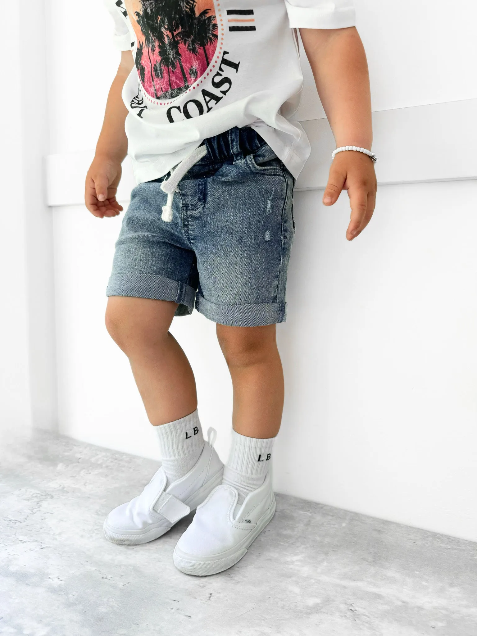 Boy's Rolled Denim Short - Blue Wash