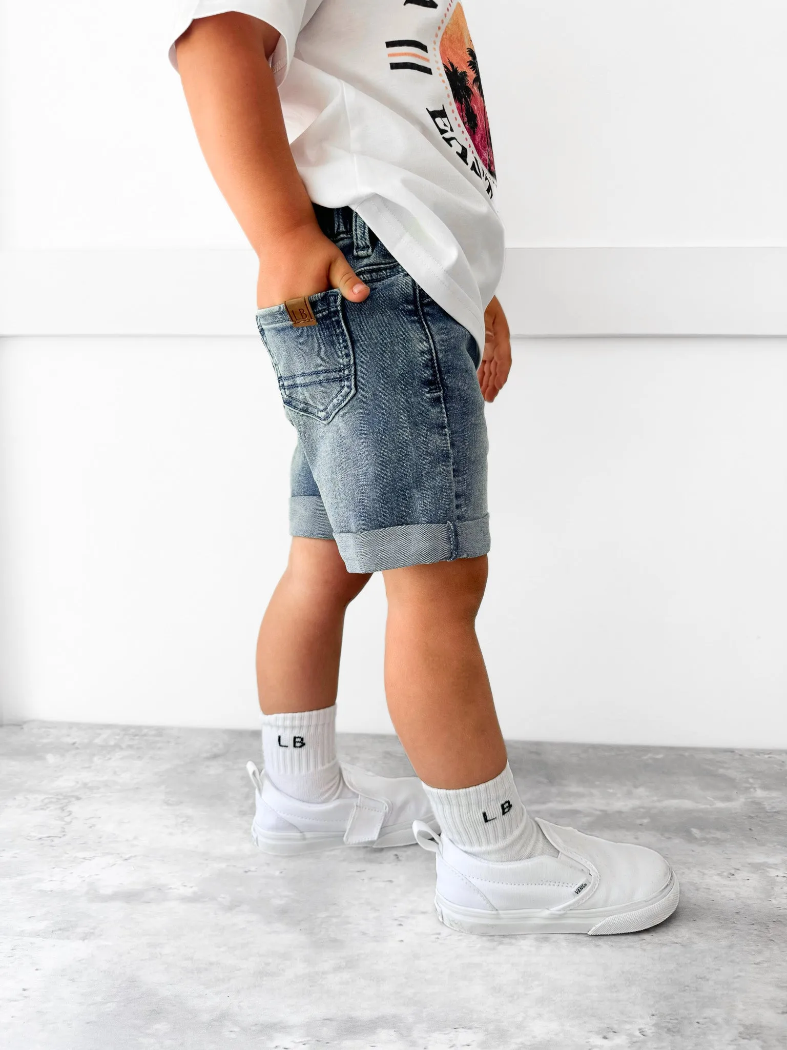 Boy's Rolled Denim Short - Blue Wash