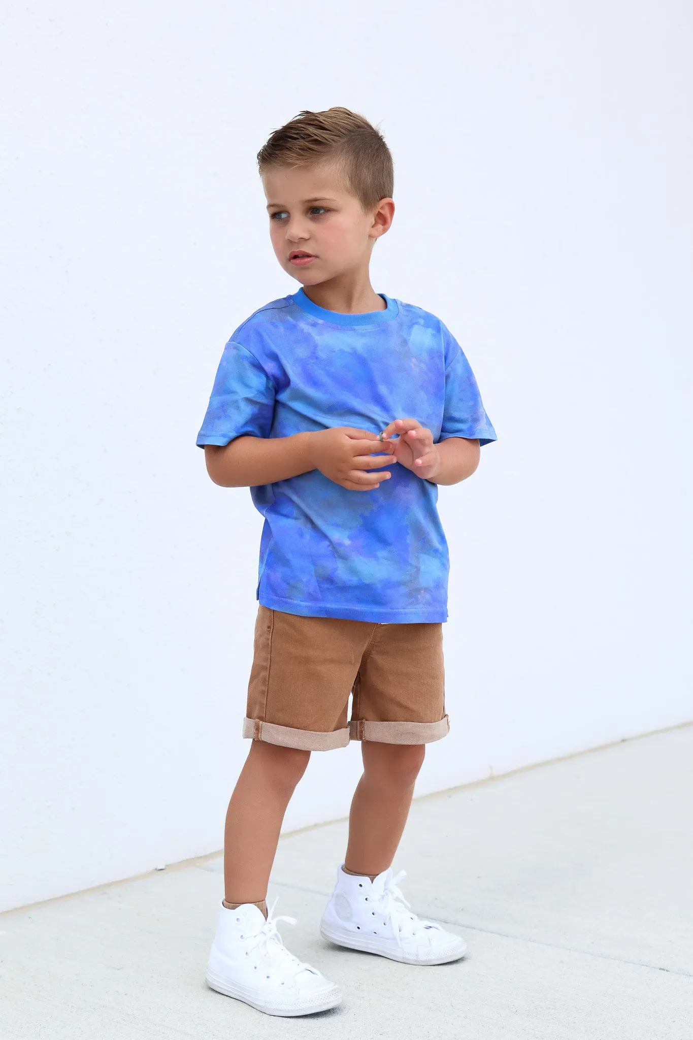 Boy's Rolled Denim Short - Dark Camel