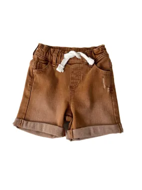 Boy's Rolled Denim Short - Dark Camel