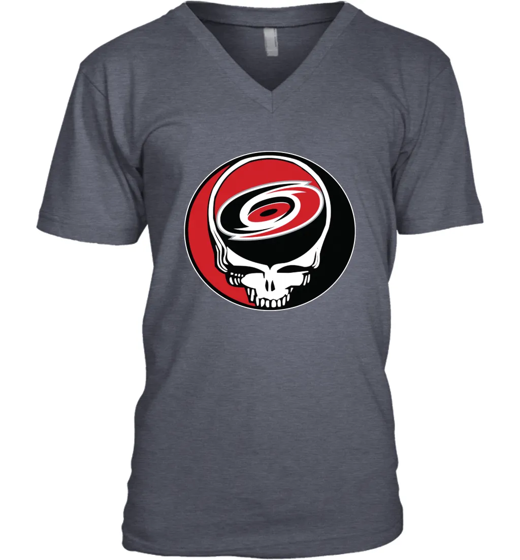 Carolina Hurricanes Grateful Dead Steal Your Face Hockey NHL Mens V-Neck T-Shirt