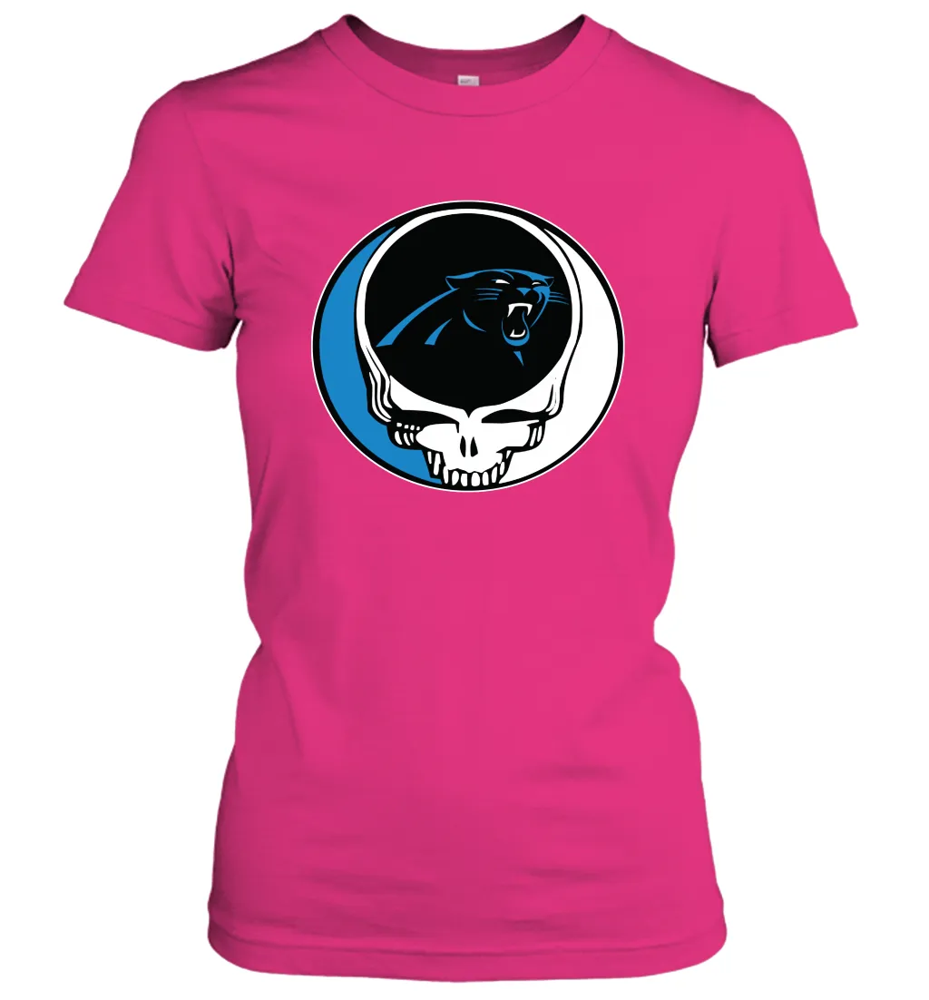 Carolina Panthers Grateful Dead Steal Your Face NFL Football Womens T-Shirt