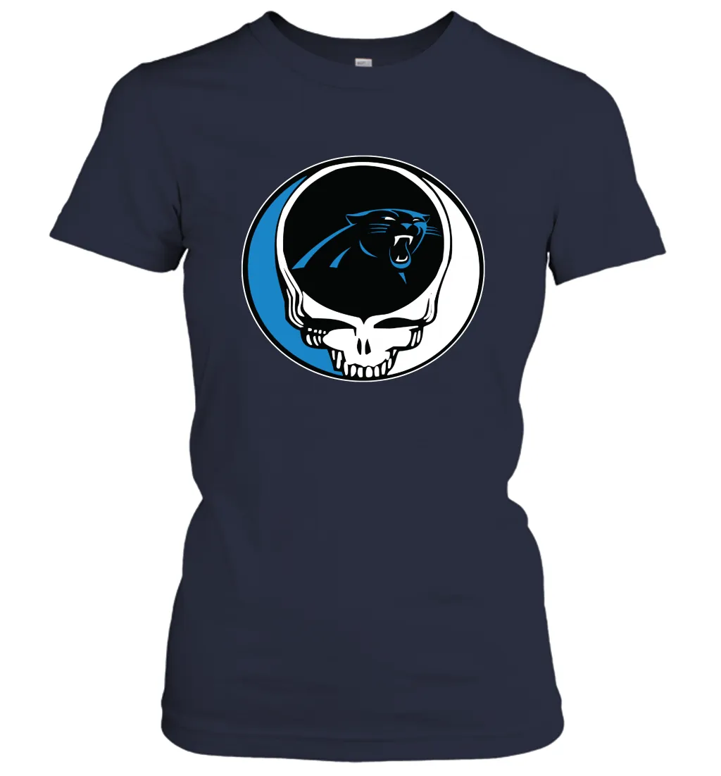 Carolina Panthers Grateful Dead Steal Your Face NFL Football Womens T-Shirt