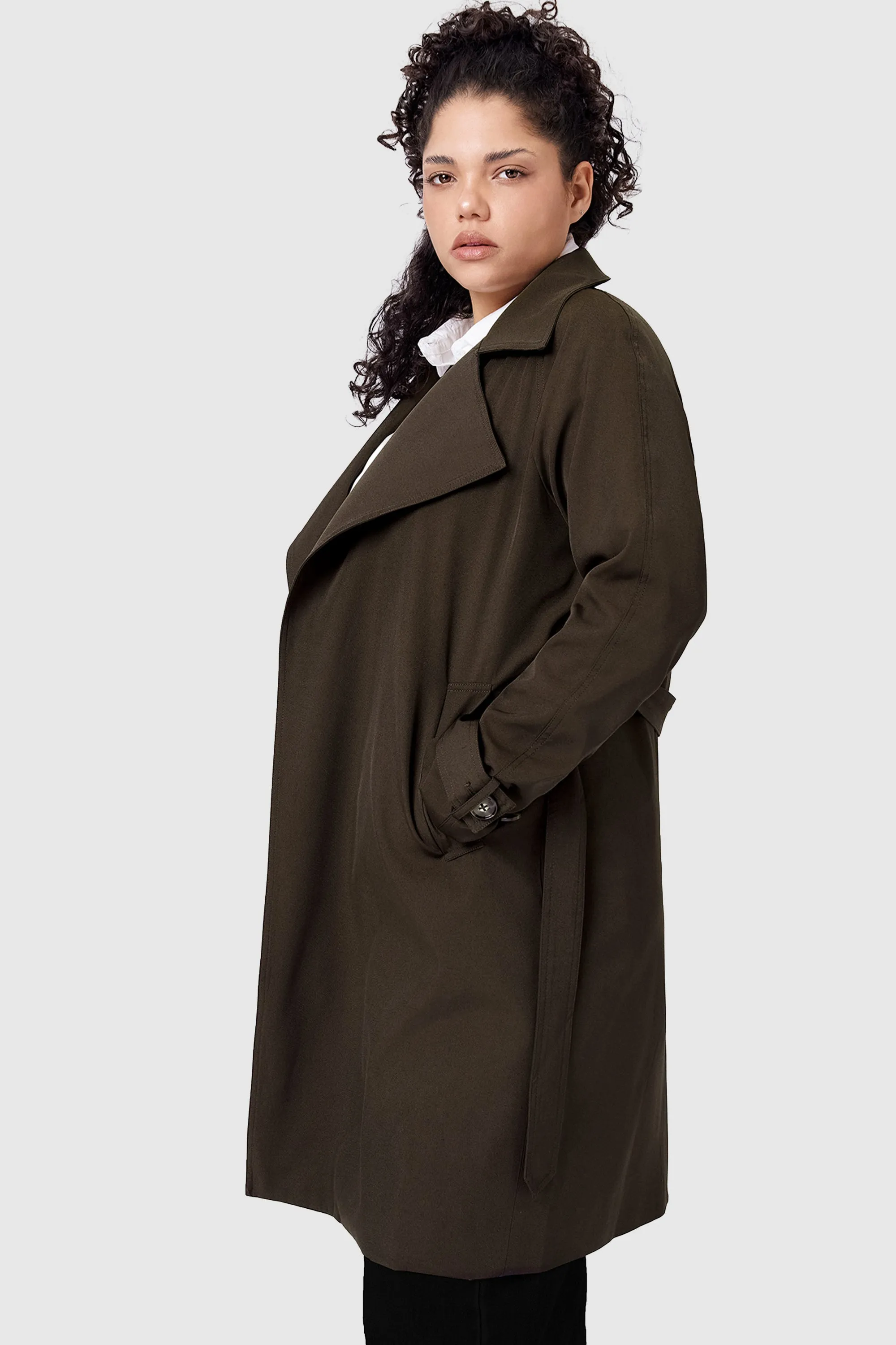 Casual Notched Lapel Trench Coat