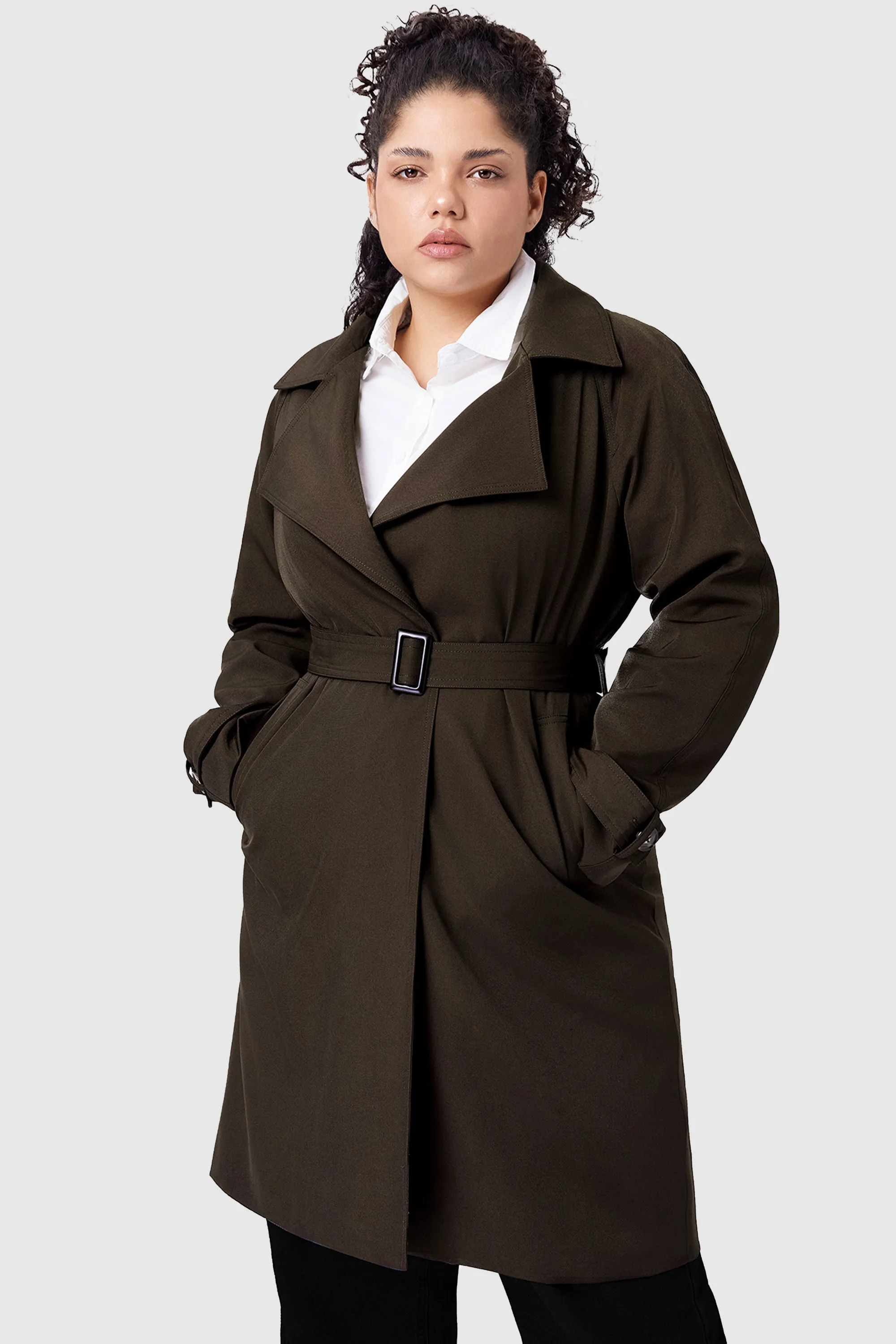 Casual Notched Lapel Trench Coat