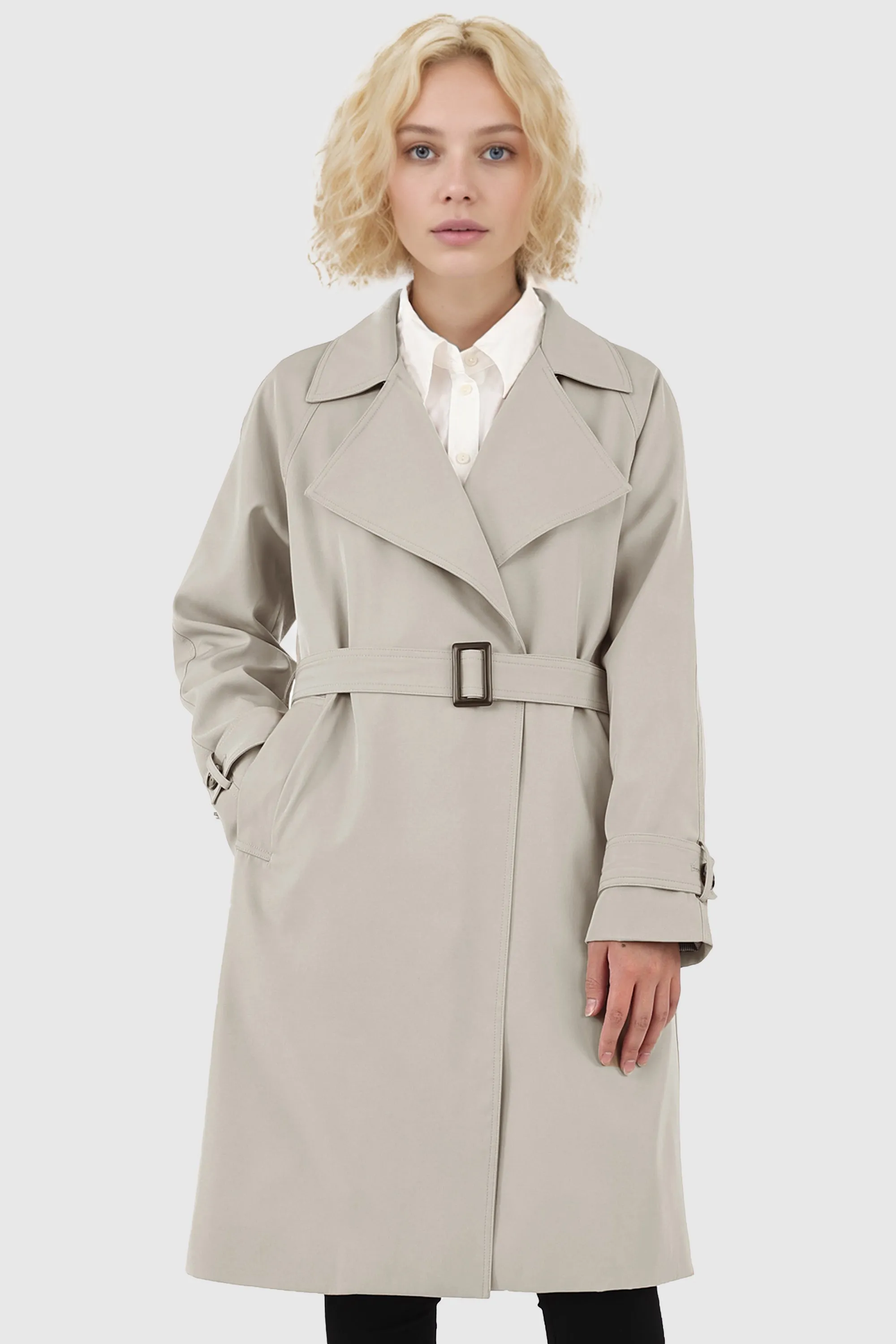 Casual Notched Lapel Trench Coat