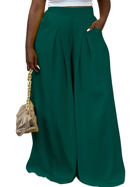 Casual Solid Color Wide Leg Pants