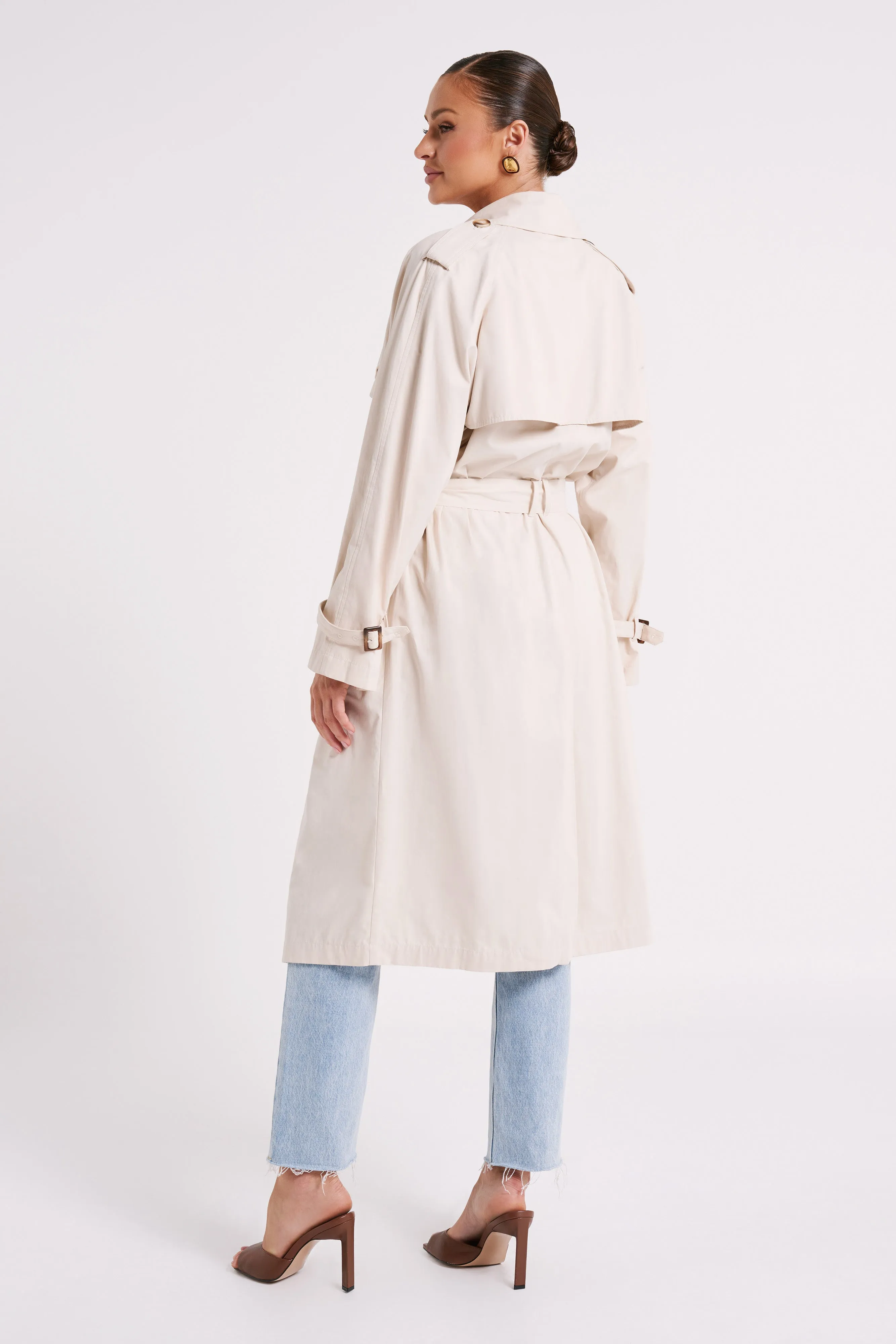 Channing Trench Coat With Belt - Cream