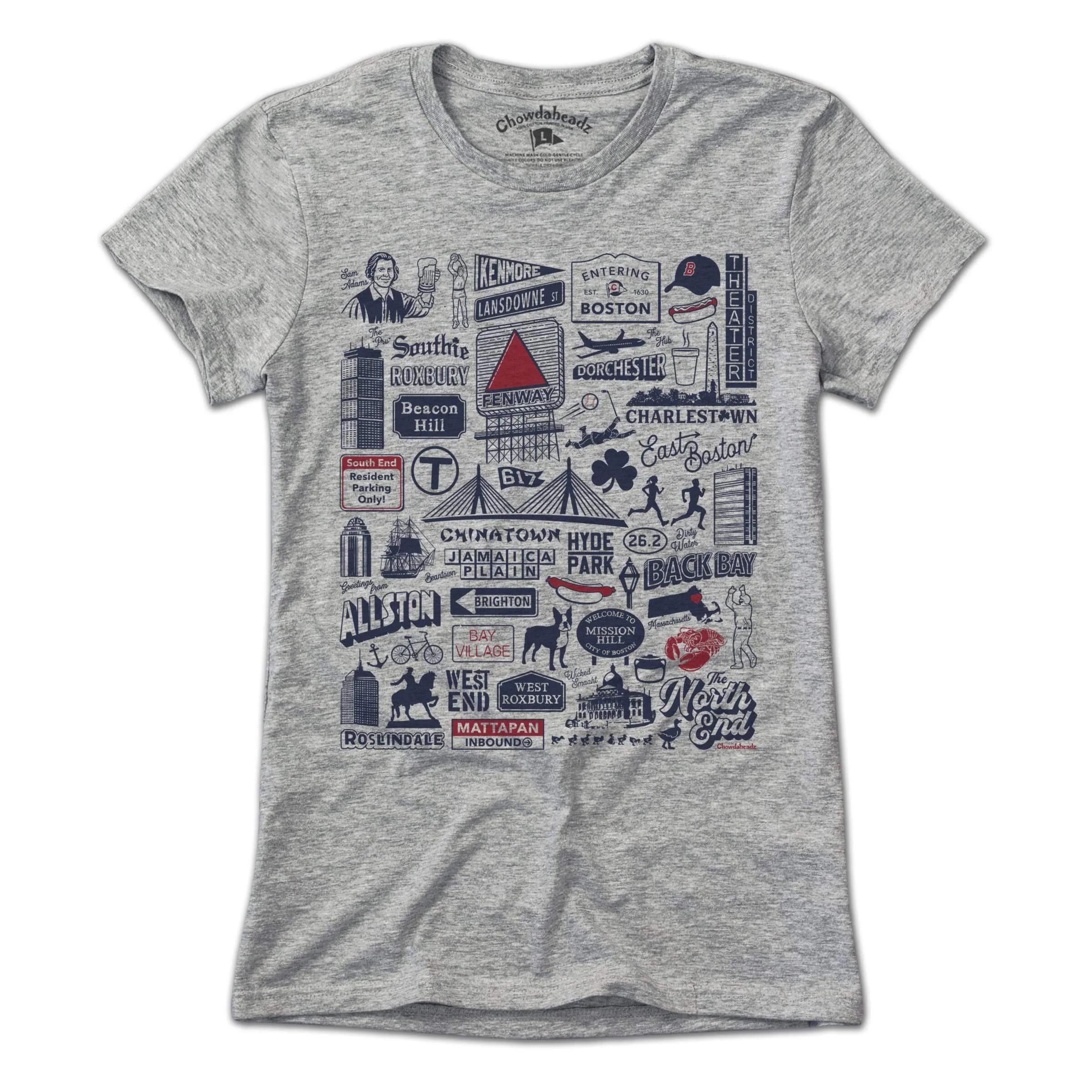 Chowdaheadz - Boston Tourist Attraction T-Shirt: Unisex / S / Gray