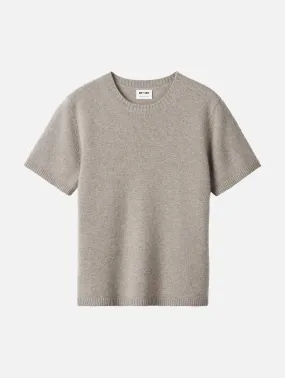 Chunky Cashmere T-Shirt in Greige