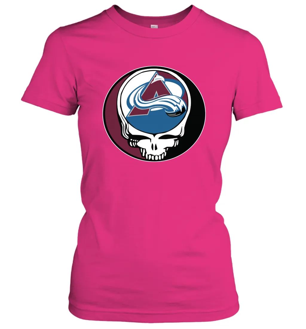 Colorado Avalanche Grateful Dead Steal Your Face Hockey NHL Womens T-Shirt