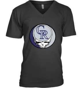 Colorado Rockies Grateful Dead Steal Your Face Baseball Mens V-Neck T-Shirt