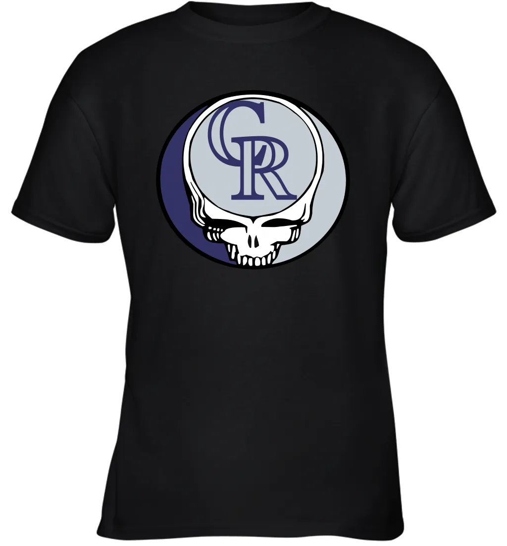 Colorado Rockies Grateful Dead Steal Your Face Baseball Youth T-Shirt