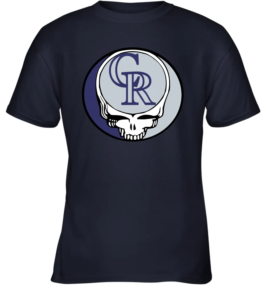 Colorado Rockies Grateful Dead Steal Your Face Baseball Youth T-Shirt