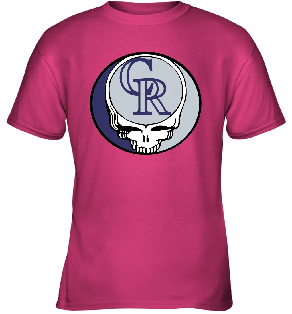 Colorado Rockies Grateful Dead Steal Your Face Baseball Youth T-Shirt