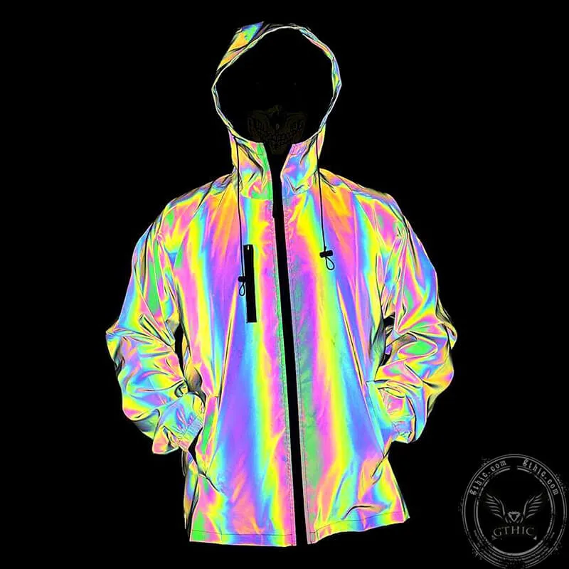 Colorful Cargo Reflective Hoodie Jacket