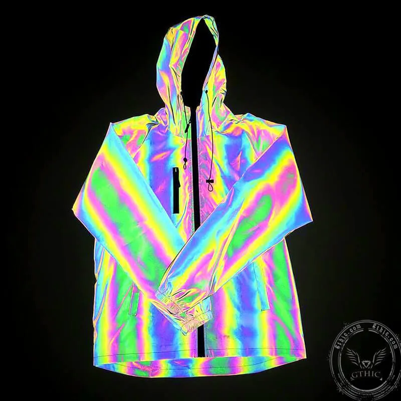 Colorful Cargo Reflective Hoodie Jacket