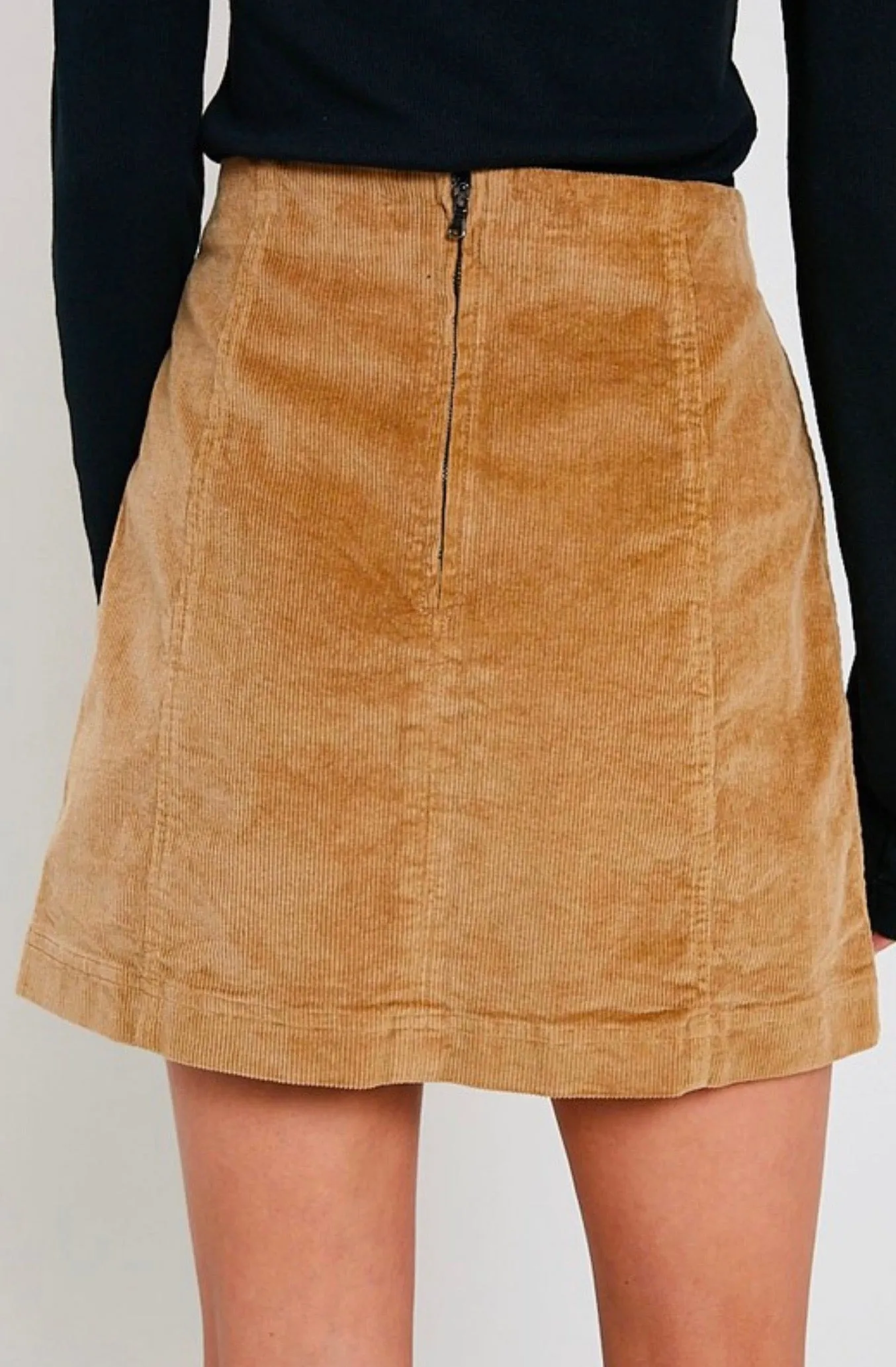 Corduroy Mini Skirt in Taupe