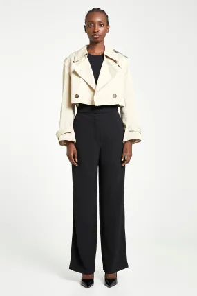 Cropped Cotton Trench - Stone