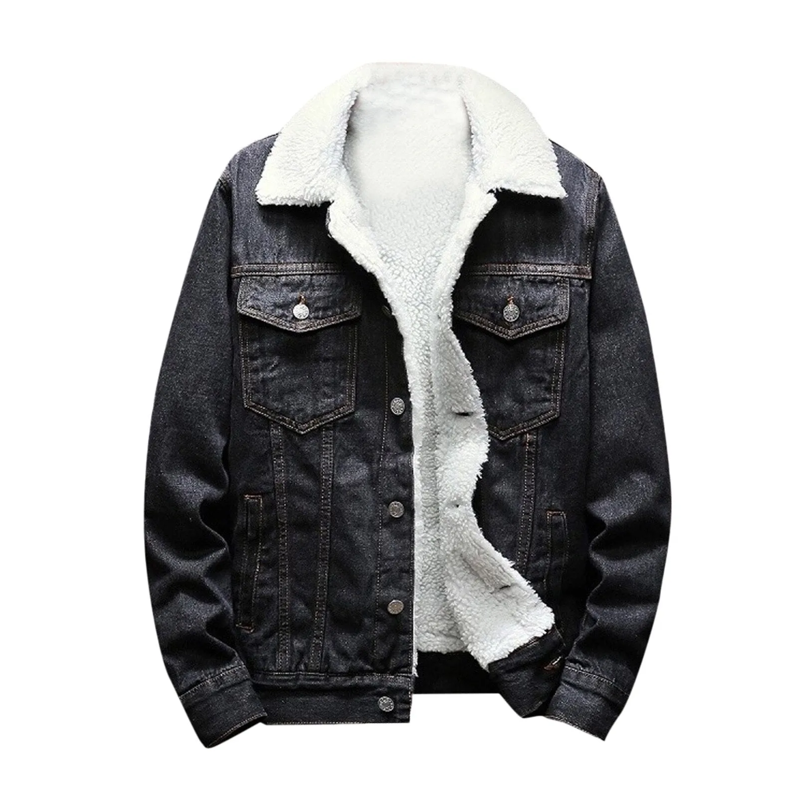 Fur-Lined Denim Jacket - Womens Fashion Outerwear