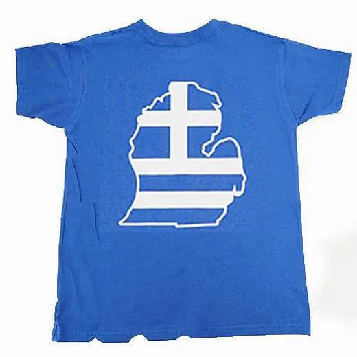 Detriot Michigan State Map Greek Flag T-Shirt