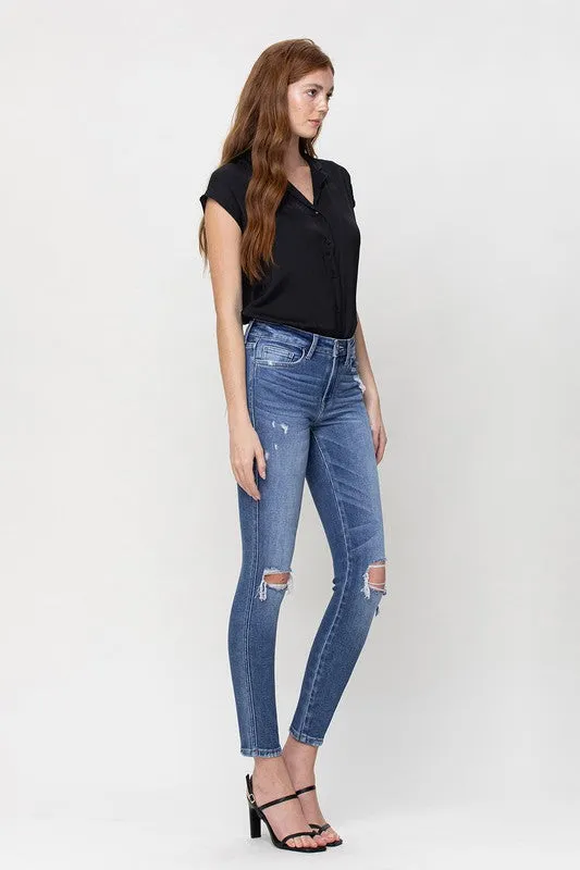 DISTTRESSED MID RISE ANKLE SKINNY