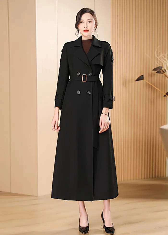 Epaulet Double Breasted Button Long Trench Coat