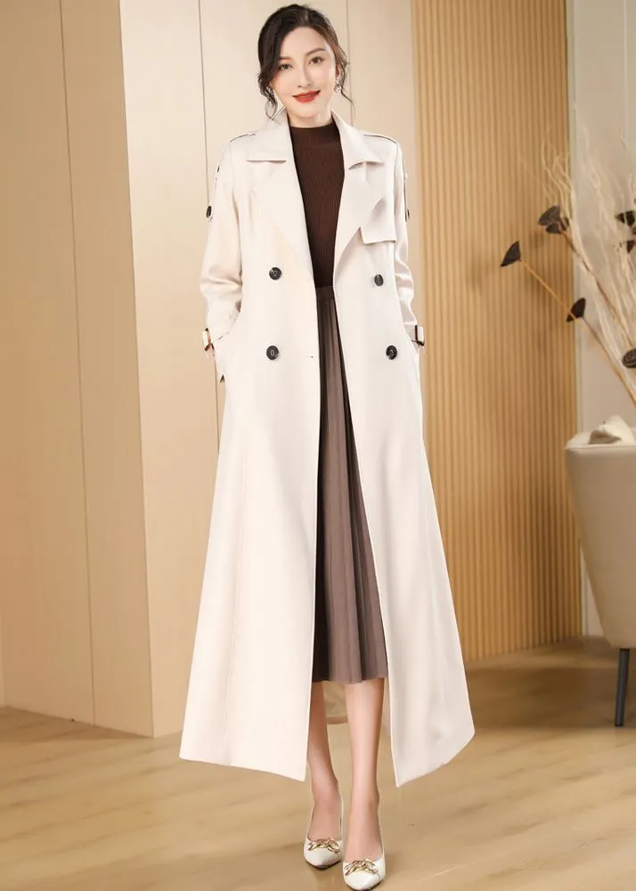 Epaulet Double Breasted Button Long Trench Coat