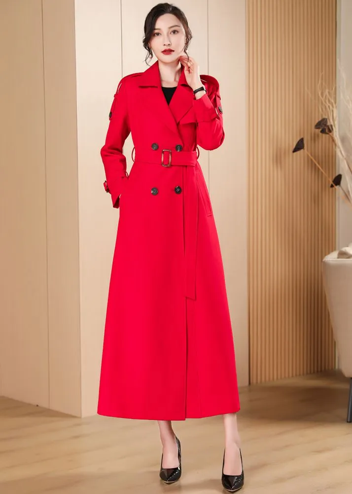 Epaulet Double Breasted Button Long Trench Coat