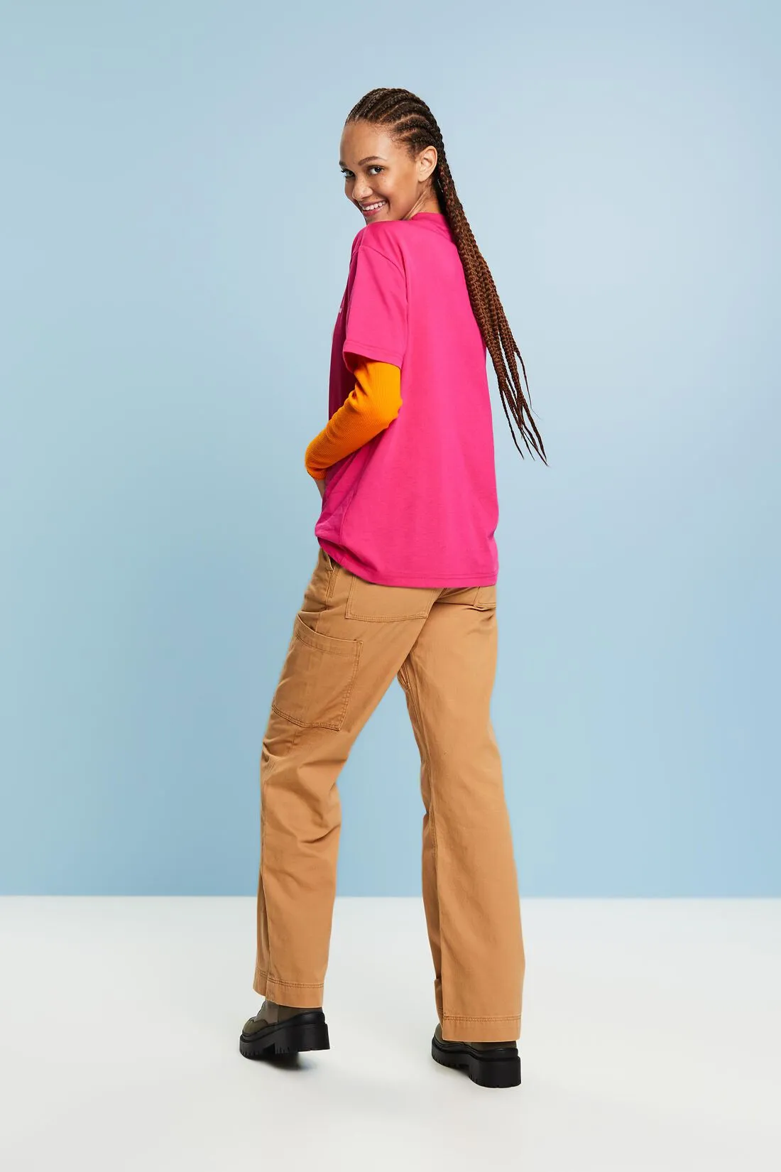 ESPRIT Wide-Leg Cargo Pants in Caramel