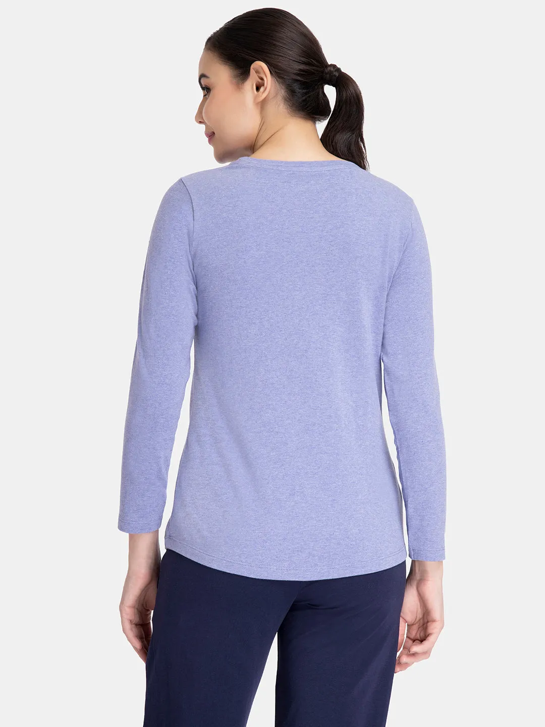 Essential Long Sleeve Round Neck T-Shirt - Infinity Blue Marl