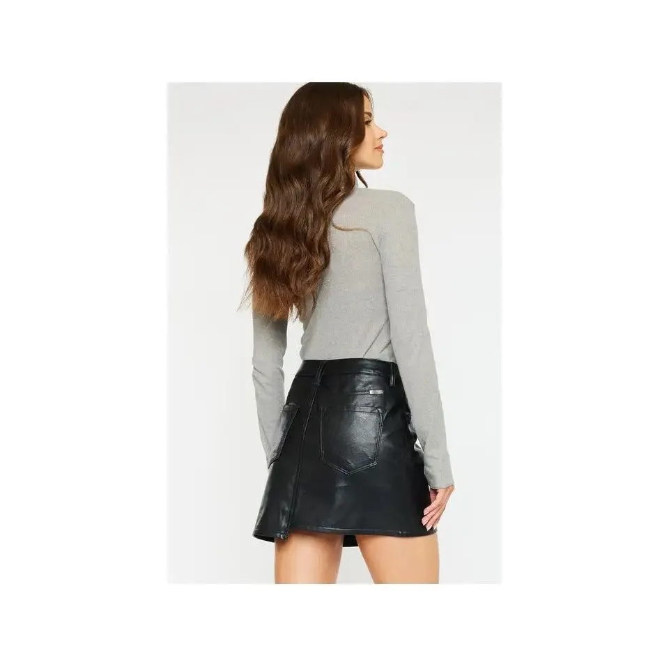 Faux Black Leather Skirt