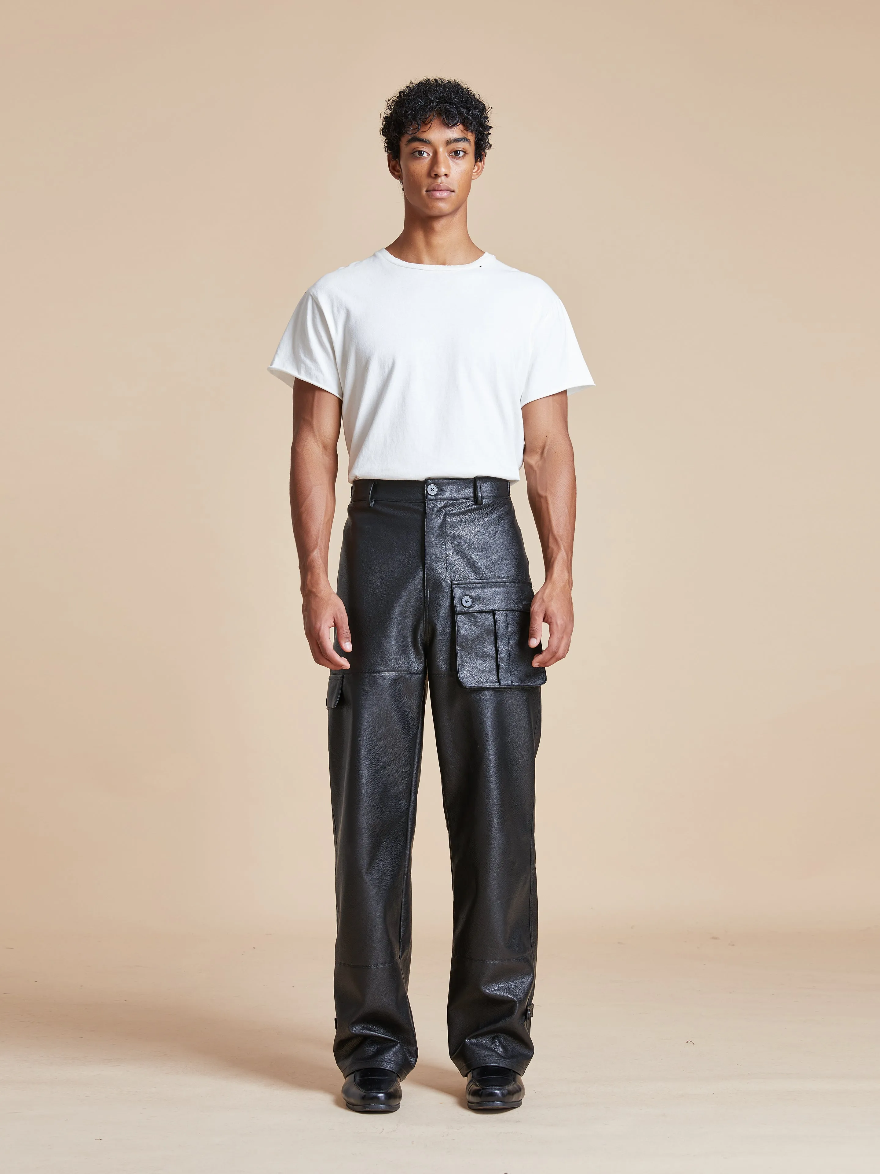 Faux Leather Cargo Pants