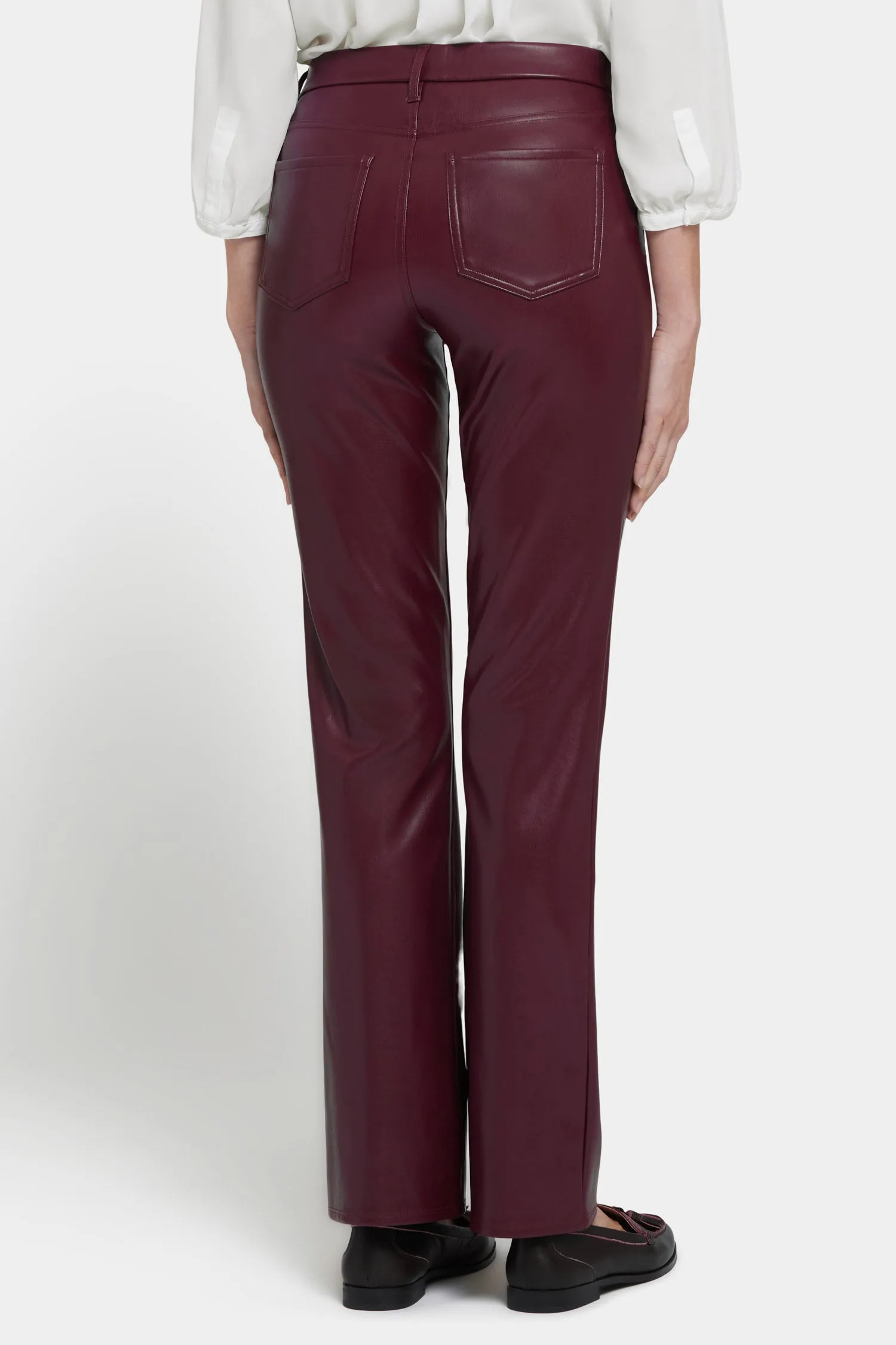 Faux Leather Marilyn Straight Pants In Petite - Tavern