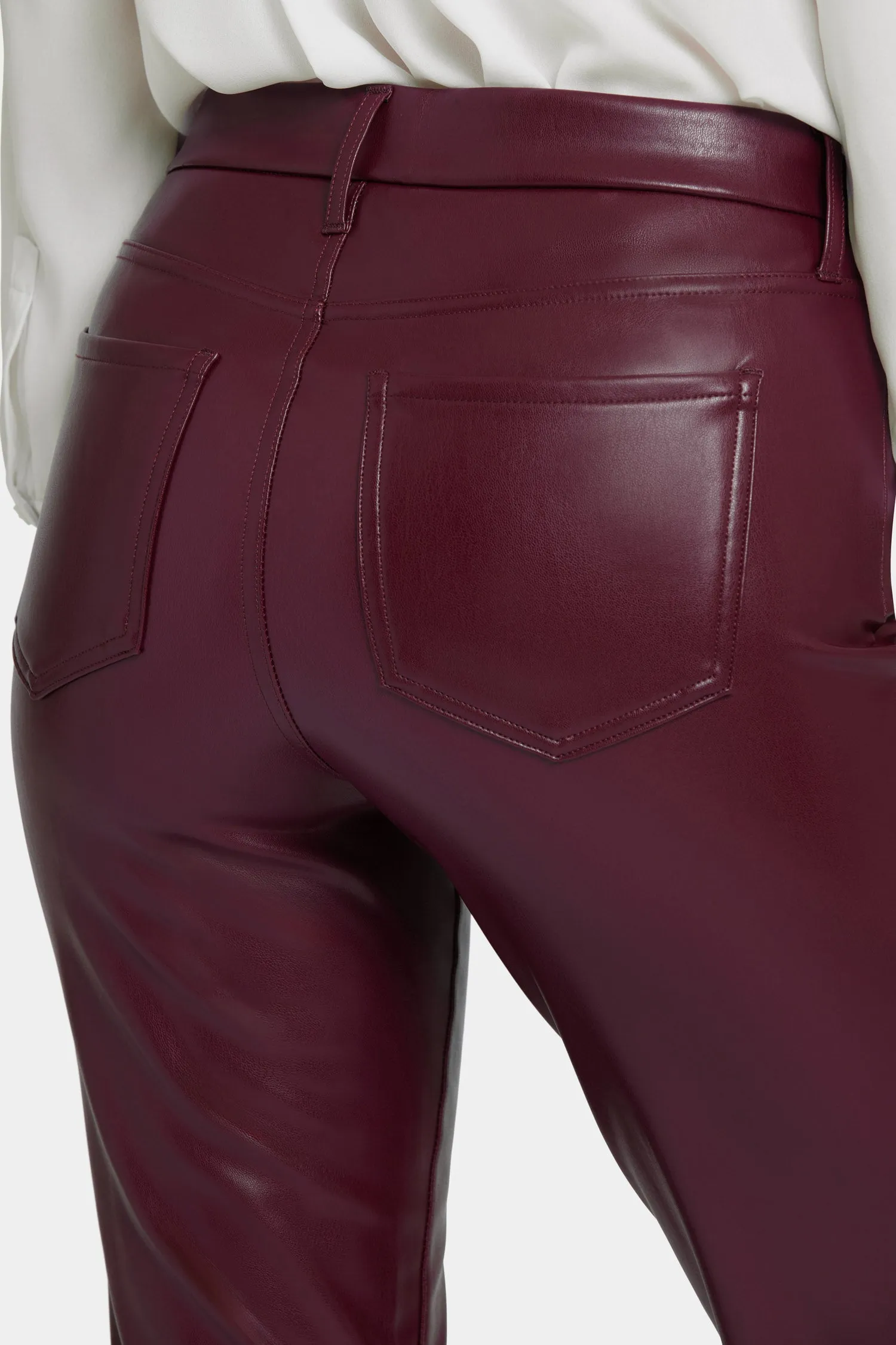 Faux Leather Marilyn Straight Pants In Petite - Tavern