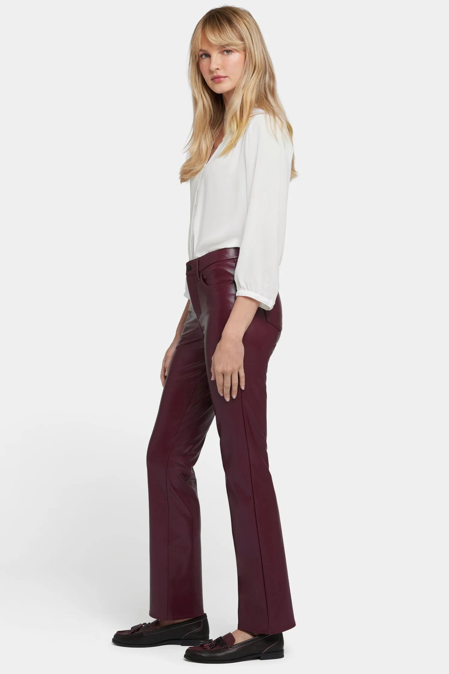 Faux Leather Marilyn Straight Pants In Petite - Tavern