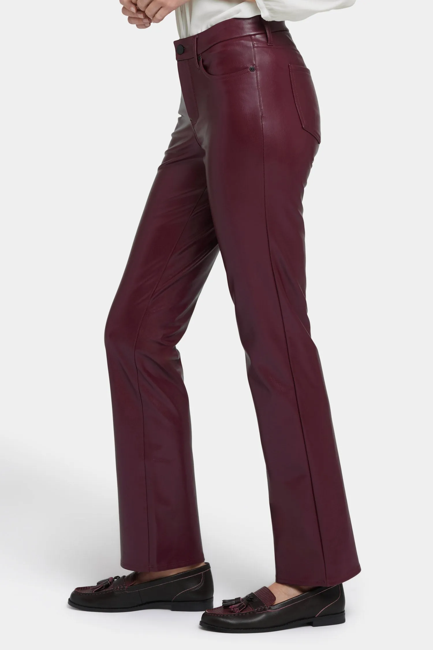 Faux Leather Marilyn Straight Pants In Petite - Tavern