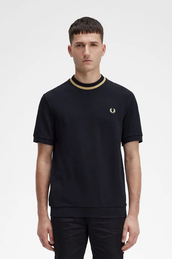 Fred Perry Crew Neck Pique T-Shirt - Black